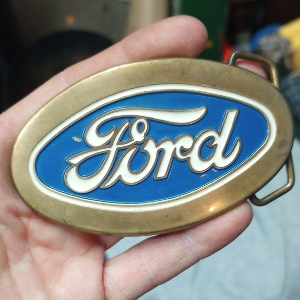 Ford 1979 Oval Blue and Brass Belt Buckle